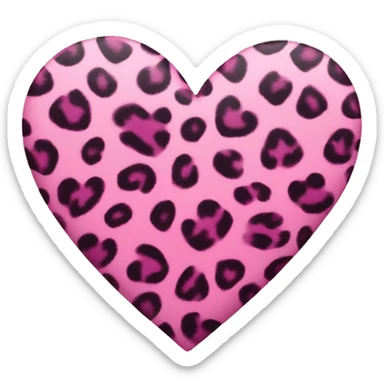 pink leopard print heart sticker