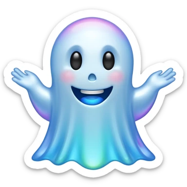 Holographic chrome happy cartoon ghost sticker