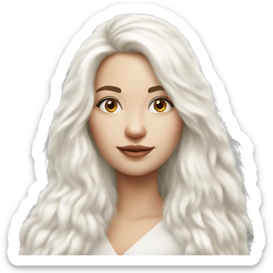 Realistic pretty Russian woman with long hair with white fur  sticker