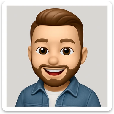 Convert this photo to a 3D emoji in Apple style, capturing the likeness and expression, with a smooth, rounded, and glossy emoji look. Use the general editing style but emulate the Apple 3D emoji style as closely as possible. sticker