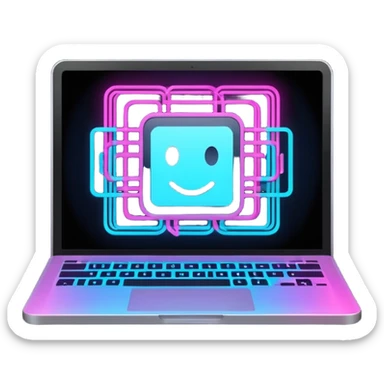 AI webflow on a computer - really complicated, sequences of squares connected to other squares sticker