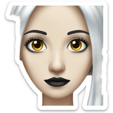 white goth women with long black hair and tear proof mascara soaked in water sticker