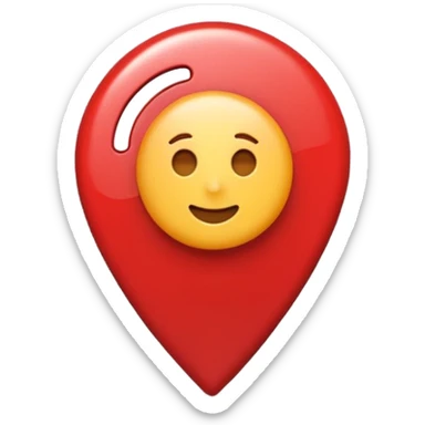 Emoji of a location pin, iPhone emoji style. Flat design, smooth gradients, rounded edges, soft shadows, clean look, white background sticker