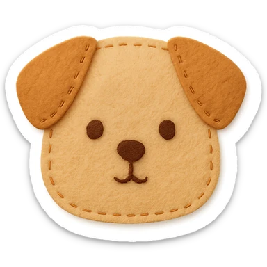 <StylePrompt>
  <Name>Minimal Felt Appliqué Icon</Name>
  <Description>
    A simplified plush icon style with soft felt textures, minimal facial features, and gentle stitching. Focuses on iconic shapes with low visual complexity for maximum clarity at small sizes.
  </Description>
  <VisualProperties>
    <Material>Felt</Material>
    <Texture>Soft, matte surface with faint fiber detail</Texture>
    <Stitching>
      <Type>Thin thread</Type>
      <Color>Muted orange or brown</Color>
      <Pattern>Sparse edge stitching only</Pattern>
    </Stitching>
    <Padding>Low to moderate—slightly puffy but not high-relief</Padding>
    <Edges>Smooth, rounded</Edges>
    <ColorPalette>
      <Primary>Warm yellows, oranges, and browns</Primary>
      <Accent>Minimal dark brown for eyes and nose</Accent>
      <Background>Plain or soft gradient, off-white preferred</Background>
    </ColorPalette>
  </VisualProperties>
  <FacialFeatures>
    <Eyes>Small circles, dark brown</Eyes>
    <Nose>Simple dot or triangle</Nose>
    <Mouth>Omit or use curved line only</Mouth>
    <DetailLevel>Low</DetailLevel>
  </FacialFeatures>
  <Rendering>
    <Lighting>Flat and soft, minimal shadows</Lighting>
    <Perspective>Side or front profile, no complex angles</Perspective>
  </Rendering>
  <Applicability>
    <SubjectType>Animals, objects, icons</SubjectType>
    <OutputFormat>Flat icon or patch-style asset</OutputFormat>
  </Applicability>
</StylePrompt>


{subject} = dog sticker