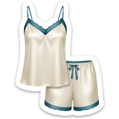 White silk camisole Pyjamas with short trousers sticker