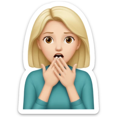 woman surprised with her hands over her mouth, full body sticker