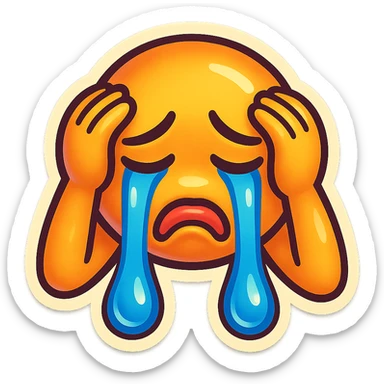 Crying Tears rolling down face 
Mouth Pout
hands on head 
head down
 sticker