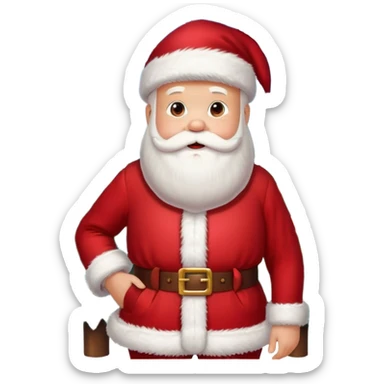 Santa Claus and a Christmas tree, with snowflakes in the background sticker