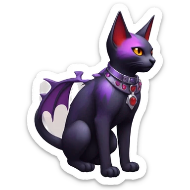 cool edgy black punk red Purple ethereal fantasy nargacuga-bat-cat-Fakemon collar full body sticker