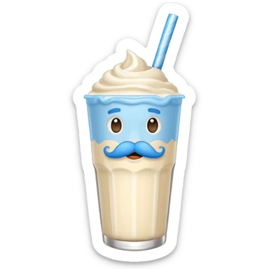 milkshake with blue mustache sticker