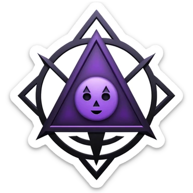 Emoji, dark futuristic occult sigil, symmetrical geometric shape, black metal with faint violet glow, gothic cyber aesthetic, minimal flat design, sharp edges, centered, transparent background sticker