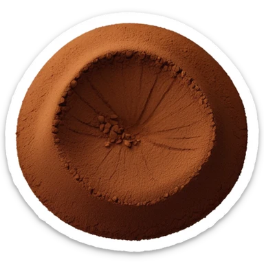loose mound of finely ground dark brown chicory powder with soft matte texture, slightly uneven edges, gently rippled surface, light earthy grind, no scoop or jar, emoji scale, soft lighting, subtle shadows sticker