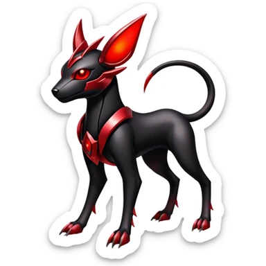 Shiny Gothic Exotic Futuristic Houndoom-Genesect-Torracat-Pokémon-Fakémon-hybrid-creature sticker