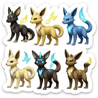 Manectric-Electrike-Lucio-Cubone-Umbreon-Marowak-Draco-Fakémon-hybrid-creature (full body), 4 legs sticker