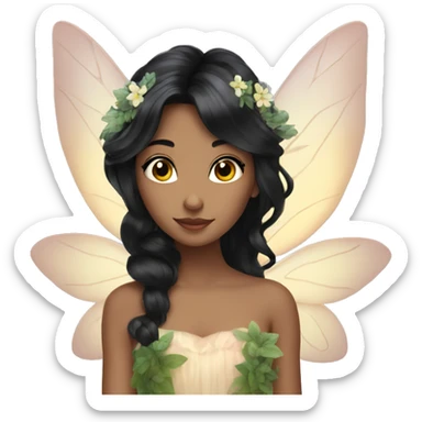 Dreamy pretty nature fairy with black hair sticker