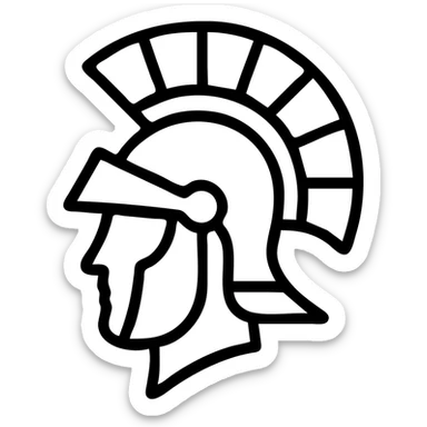 Ancient Roman galea helmet, stylized illustration, bold lines sticker