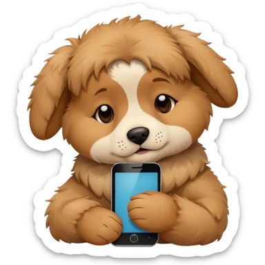 sleepy puppy with phone sticker