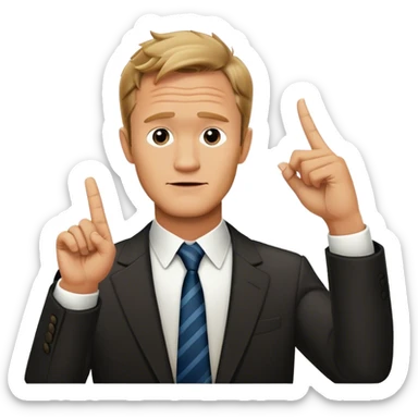 barney stinson pointing one finger up toward the sky sticker