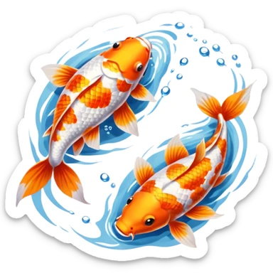 two koi fish circling sticker