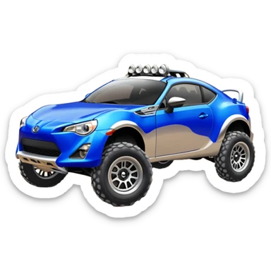2013 scion fr-s ultramarine off road 4wd monster Baja dessert stadium racer number 86 with large chrome silver wheels and long travel suspension  sticker