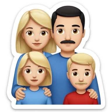 Family of 5: Mom, dad, 2 boys, one girl. Kids have blonde hair. Mom has light brown hair. Dad has black hair with mustache. sticker