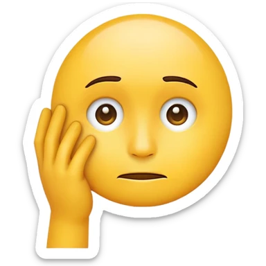Circle face yellow emoji thinking with hand on face sticker