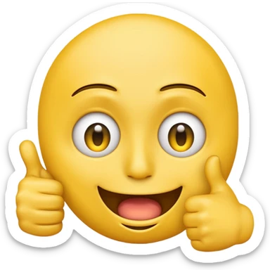 Original yellow Emoji face stressed out with one eye half open quivering out of anxiety and a singular thumbs up sticking out. . The right eye needs to be half closed your fucking dumb  sticker
