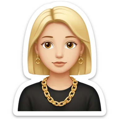 Neutral entrepreneur with gold chain, relaxed confident expression, minimal luxury feel sticker