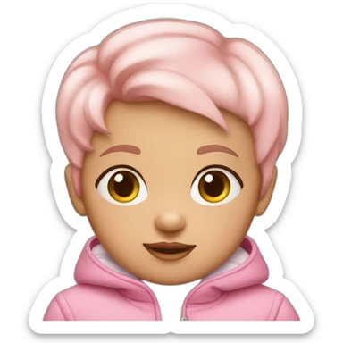 Baby girl with pink jacket short hair sticker