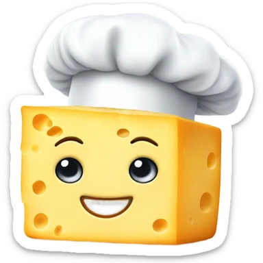 A block of cheese wearing a chefs hat? sticker