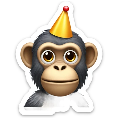 Party monkey with a party hat and a party popper sticker