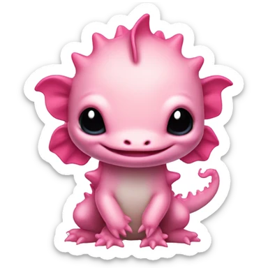 high detailed pink cute axolotl stitch chibi like Chinese dragon sticker