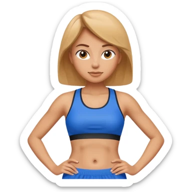 sporty woman cartoon emoji style belly abs blue cloths sticker