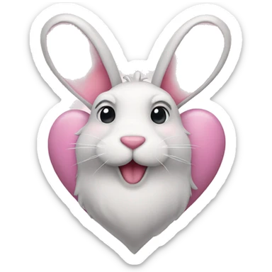 Puffy pink heart with hare ears  sticker