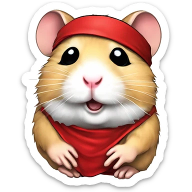 freehand drawn hamster vector comics 80s style with red blindfold sticker
