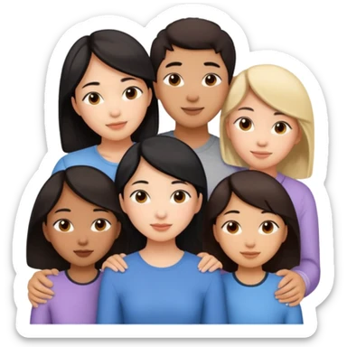 Friendship - relationship of mutual affection between people -  girls and a boy of various races with at least one asian girl. Show their necks, and shoulders please sticker