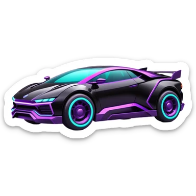 futuristic black and purple and cyan cyberpunk car sticker
