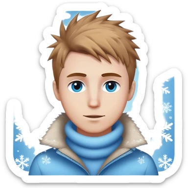 Medieval winter outfit worn by a DnD themed fantasy male character. Heavy cobalt blue wool tunic with snow leopard fur lining, secured by polished bone toggles and a wide leather belt with brass studs. Clothes only above the waist, full waist coverage. The character has no arms. Character is white-skinned with platinum blonde hair, winter-sky blue eyes, and short spiky hair touched by snowflakes.Medieval winter outfit worn by a DnD themed fantasy male character. Heavy charcoal wool tunic with arctic wolf fur lining, adorned with intricate iron clasps and a thick leather belt with celtic knotwork. Clothes only above the waist, full waist coverage. The character has no arms. Character is white-skinned with light brown hair, gray-green eyes, and short wavy hair dusted with winter's touch. sticker