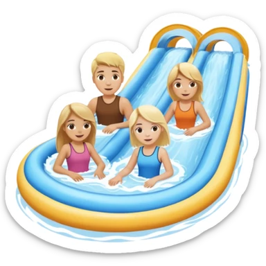 2 girls and 2 guys on the lazy river waterslide. 1 girl and 1 guy have blonde hair and 1 girl and 1 guy have BROWN HAIR. we are all very pale. 4 PEOPLE  sticker