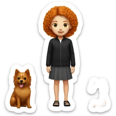 Ginger girl with black spitz sticker