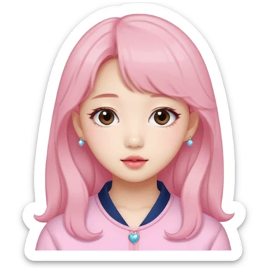 Jang wonyoung asian kpop cute girl pink coquette, pink background sticker