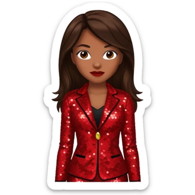 Tamika Scott from Xscape with long dark brown hair, red sequin outfit sticker