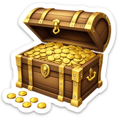 treasure chest filled with gold coins and jewels sticker
