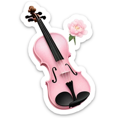 soft pastel pink violin with peonies and glitter sticker
