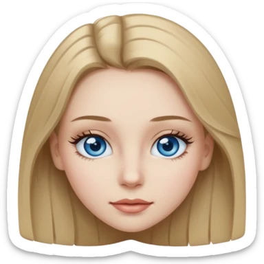 Girl with pale skin dark blonde hair and eye lashes sticker
