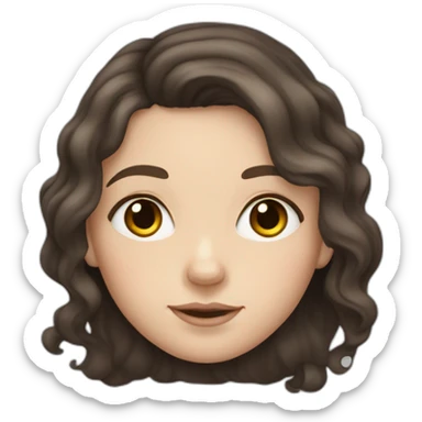 white girl with wavy long dark hair, freckles and dark brown eyes sticker