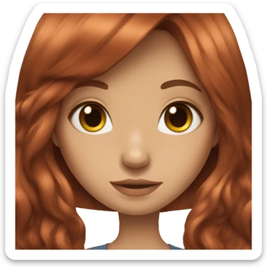 beautiful girl with long red brown hair and curtain bangs and cute clothes sticker