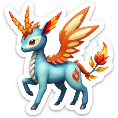 loopy honey-dipped buzzing bumbling fuzzy cute fiery ivy-hydro-Meloetta-Dialga-Salamence-Giratina-Rapidash-Pokémon-Fakémon-fusion-hybrid-creature sticker