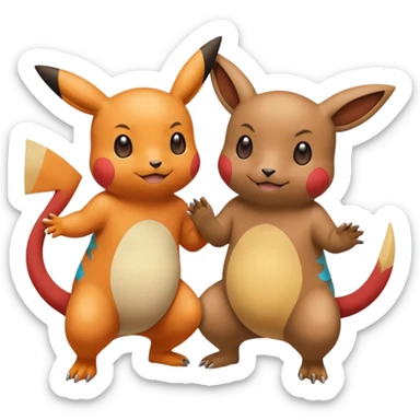 2 friendly pokemans one helping the other get up  sticker