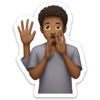 It was not me, I am innocentconfused nervous little man raising palms up in surrender and staring sticker